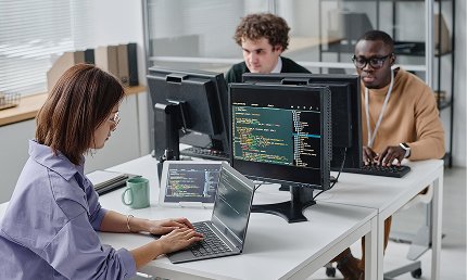 A diagram showing an API connecting a mobile app to various backend services.