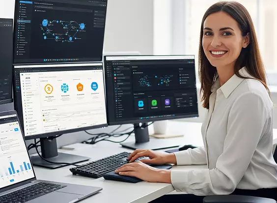 A team of developers collaborating in a modern office.